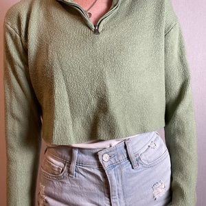 Cropped long sleeve sweater